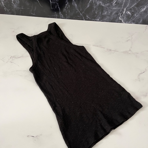 Frame Rib Knit Racerback Black Tank - Picture 2 of 3